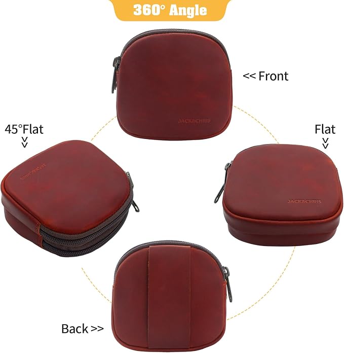 Jack&Chris Coin Purse for Men, Genuine Leather Mini Coin Wallet Zipper Pocket with Back Belt Loop, Coin Bag for Men