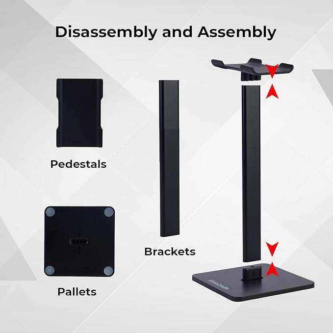 Headphone Stand for Desk - U Shaped Universal Headset Holder with Flexible Headrest, Sturdy Gaming Headphone Holder for Desk, Anti-Slip Base Headset Stand, Compatible with most Headphones (Black)