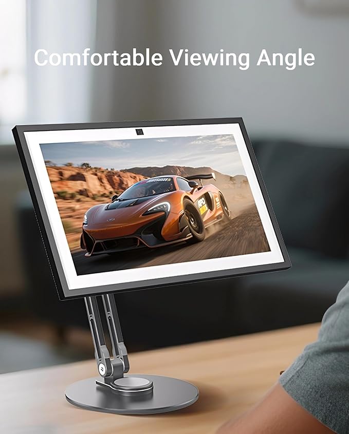 Portable VESA Monitor Stand for 15.6 Inch Monitors, Aluminum Portable Screen Mount for Desk with 360°Rotation Bases, Adjustable Secondary Travel Monitor Stand Compatible with 15.6/16/18.5 Inch - Black