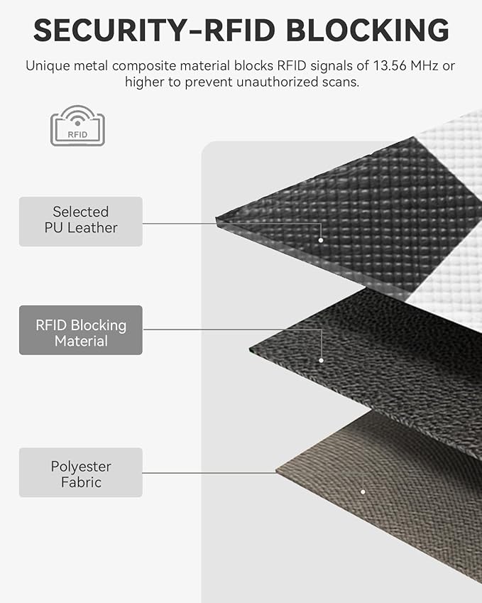 BOSTANTEN Slim Wallet for Women Small RFID Blocking Credit Card Holder Leather Bifold Wallets with Zipper Coin Pocket Black and White Checkered