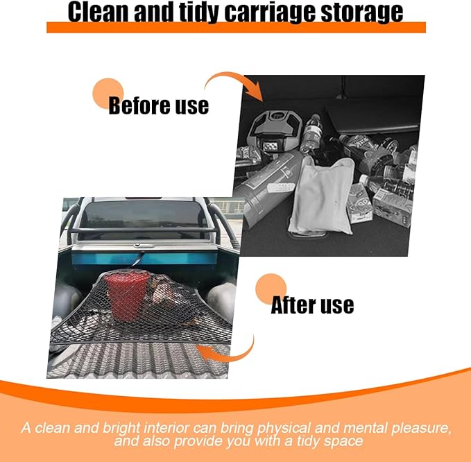 Zpana Truck Bed Cargo Net for Pickup, Highly Elastic 4'x4' Stretch to 7'x7' Stretchable Trunk Organizer Mesh with 6 PCS Carabiners, Auto Storage Accessories, Universal for Vehicles(Double Layer)