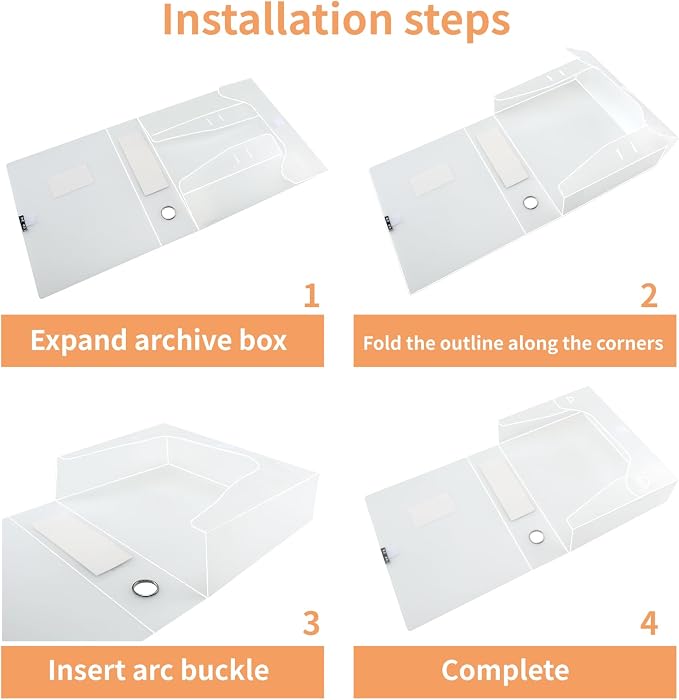 HUA JIE A4 Storage File Boxes Plastic Archives Cases with Lid, File Folder Organizer Document Filing Box for office,31×7.5×23.5 cm, Transparent(Pack of 6)