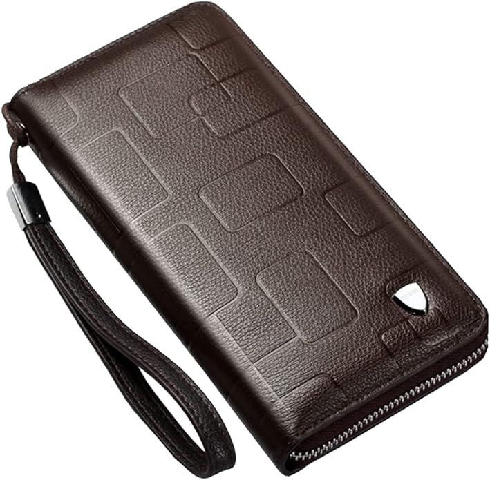 KPYWZER Leather Clutch Purse Wallet Men Wrist Bag