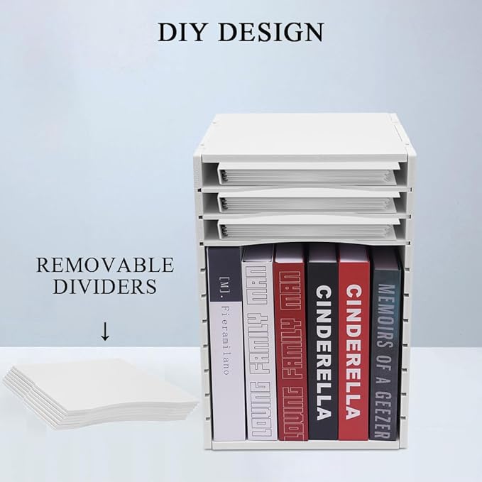 Vertical Desktop Sorter White, 11 Slots Mail Organizer Vertical File Organizer, PVC Paper Sorter Organizer with 11 Slots Adjustable, Construction Paper Storage Mailbox for Classroom Office (White)