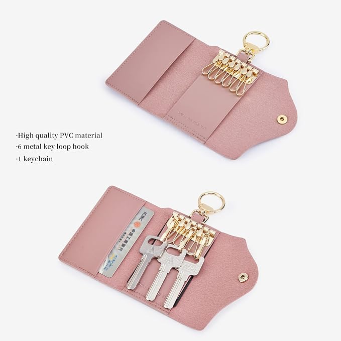 GOLF SUPAGS Women PVC Leather Car Key Chain Card Holder Wallet Pouch 6 Hook Snap Closure keys Money Organizer Case | Card Holder, 6 Hook, Snap Closure, keys, Money Organizer, Case