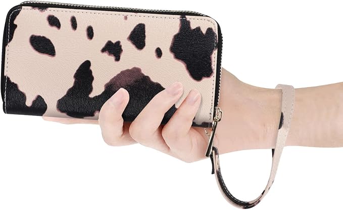 Cellphone Wallet for Women Dual Zipper Long Purse with Removable Wristlet
