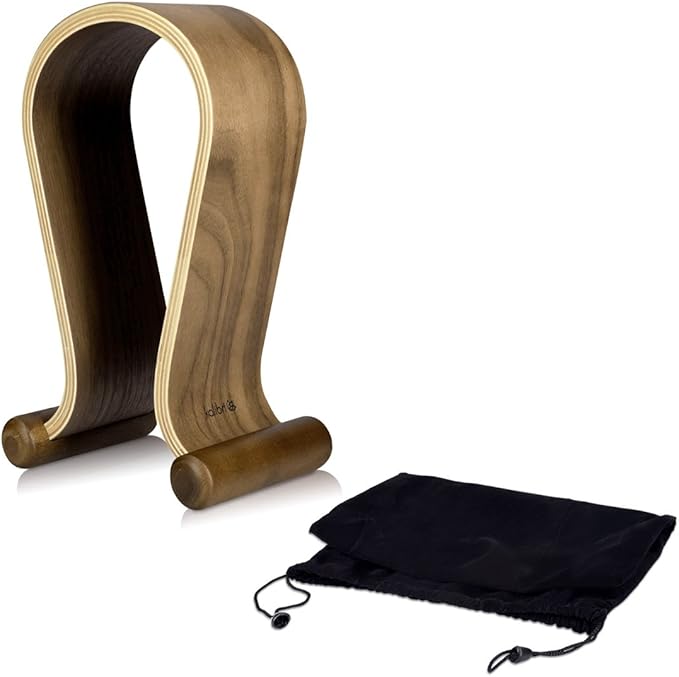 kalibri Wooden Omega Headphone Stand - Universal Headset Wood Hanger - Holder for Gaming Headsets DJ Studio Headphones & Earphone Display - Walnut