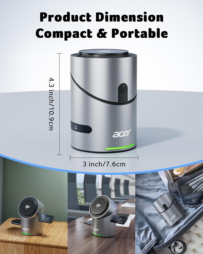 Acer Prime 3 in 1 Charging Station for Apple - Magnetic iPhone Wireless Charging Station, Magsafe Charger Stand for iPhone 17 16 15 14 13 12 - Apple Watch - Airpods Series (Charger & USB-C Included)