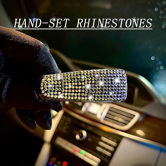 Set of 2 Bling Rhinestone Car Sun Visor Glasses Holders with Anti-Scratch Sponge,Car Decoration for Women Girls,Ticket Card Clip Visor Organizer,Universal Rhinestone Auto Accessories (Colorful)