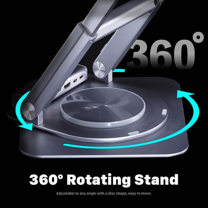 ADAM ELEMENTS Hub Stand Ultra - 6-in-1 Magnetic Detachable USB-C Hub & Ergonomic Laptop Stand, Foldable 4K HDMI Docking Station for MacBook Pro/Air M4 M3 M2 M1, iPad & 17" Laptops
