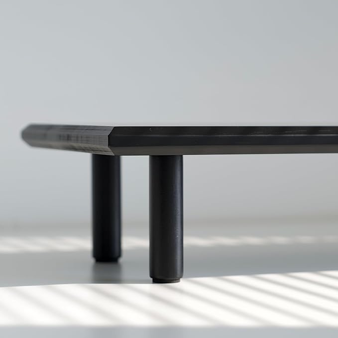 Bamboo Dual Monitor Stand Riser with Underneath Storage, Ergonomic Desk Shelf Supports PC Computer Monitor, Printer, TV for Home, Office, Black