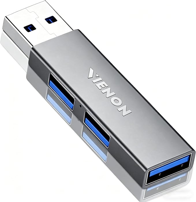 USB 3.0 Hub, VIENON Aluminium 3-Port USB Hub USB Splitter USB Expander for Laptop, Xbox, Flash Drive, HDD, Console, Printer, Camera,Keyborad, Mouse (Grey)