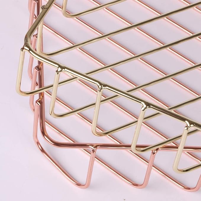 Paper Organizer for Desk Metal Paper Tray Large Capacity Letter Tray File Holder Mail Inbox Storage Organizer Basket for Office Classroom Desktop,12.5" x 9.4" x 1.9",Gold