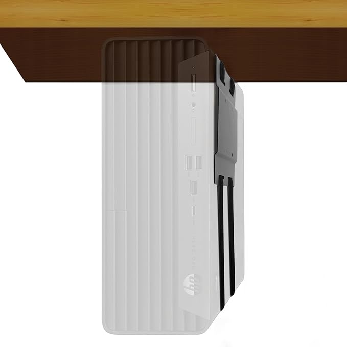 SFF Under Desk PC Mount and Wall Mount Bracket, Heavy-Duty Steel Adjustable CPU Holder for Small Form Factor Towers, UPS, Mini PC, Versatile Mounting with Straps & Hardware Included