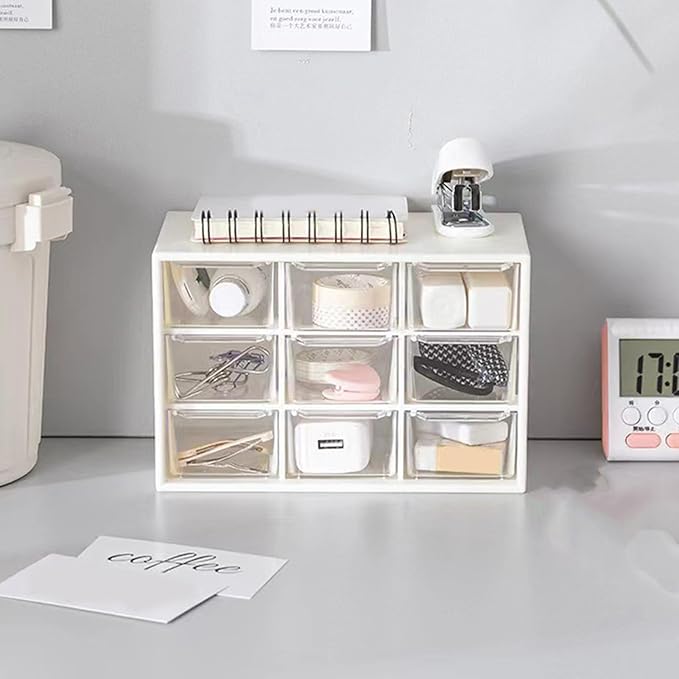 Clear Storage Drawers 9 Lattice Mini Cabinets Drawer Dustproof Multifunctional Organizer Desk School Box Easy To Clean For Jewelry Makeup Office School Home