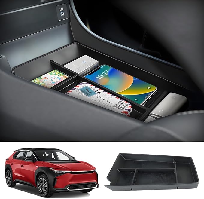 Car Center Console Organizer Tray for Toyota BZ4X 2023 2024 2025 Subaru Solterra Auto Interior Accessories Front Seat Middle Insert Storage Box Bag Vehicle Accessory（not for 2026 BZ）