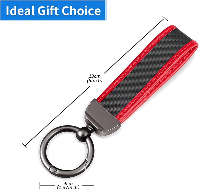 Real Carbon Fiber Car Keychain Minimalist Leather Edges Key Chain Holder Keychains Replacement Keychain Car Key Accessories