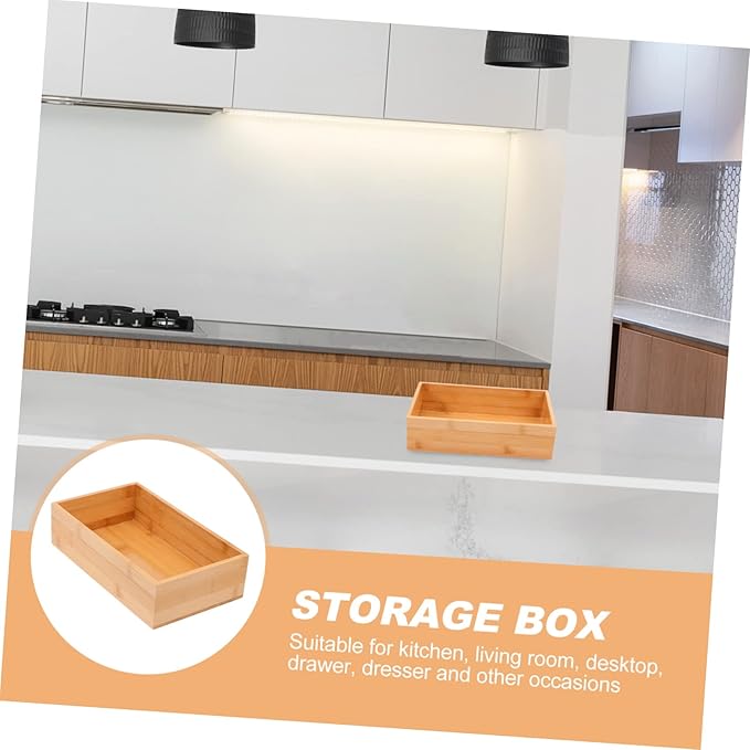 Desktop Storage Box Khaki Natural Wood Organizer Bin Lidless Design Easy Access for Home Office Desktop Items Simple Stylish Decorative Container