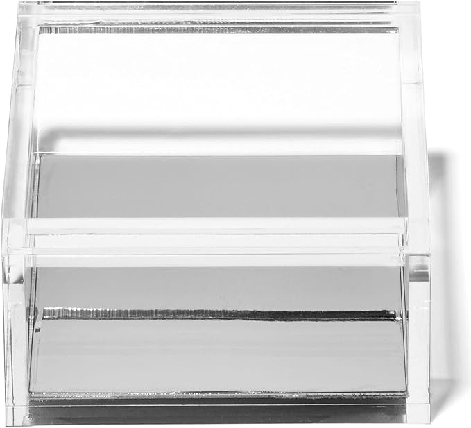 OfficeGoods Acrylic Desk Organizer w/Silver Base – Functional & Elegant Odds & Ends Box for Display or Storage – Perfect for Home or Office, Kitchen, Bathroom Vanity, Curio Display - Medium