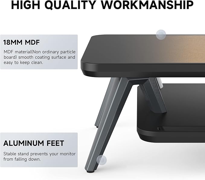 Fenge Dual Monitor Stand, Monitor Stands Riser for 2 Monitors, 42.5 Inch Monitor Stands Shelf with 12 Color LED Light for Office Desk