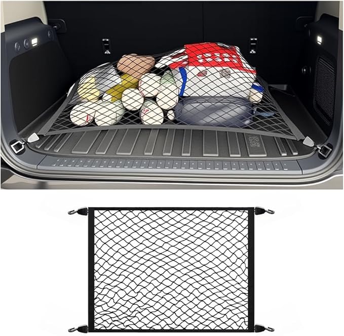 Cargo Net for SUV,Upgraded Highly Elastic Truck Cargo Net with Trunk Net Hooks - Stretch to 49.2"x43",Premium Truck Bed Netting for Cargo for Car Organizer and Storage (27.5" x 19.6")
