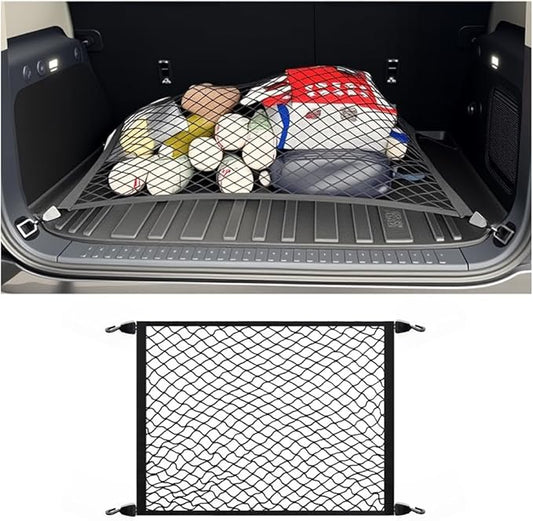 Cargo Net for SUV,Upgraded Highly Elastic Truck Cargo Net with Trunk Net Hooks - Stretch to 49.2"x43",Premium Truck Bed Netting for Cargo for Car Organizer and Storage (27.5" x 19.6")