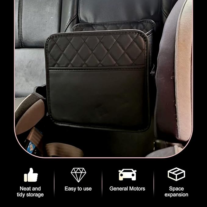 Car Seat Back Organizer, Multipurpose Car Organizer Hanging, Waterproof PU Leather Auto Backseat Storage Bag, Travel Essentials Accessories, Universal for Vehicles, Sedan, SUV (Black)