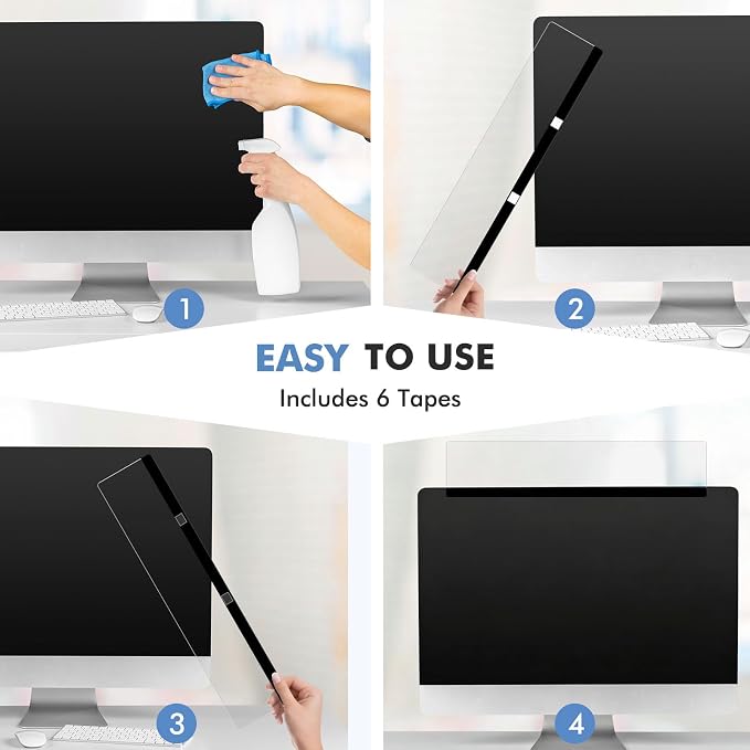 DOLLAR BOSS 1 Pc 15.7" x 3.1" Transparent Acrylic Monitor Memo Board | Computer Screen Side Note Holder, Office Desk Accessories, Clear Message Board, For Sticky Notes Memos, Fits PC & Laptop