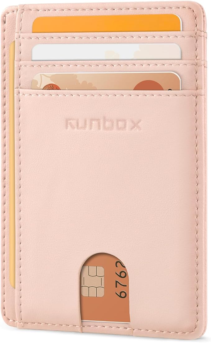 RUNBOX Slim ID Cases Minimalist Front Pocket RFID Blocking Leather Wallets for Men and Women Card Holder Wallets Gifts for men