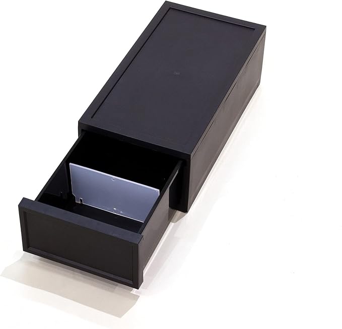 ASTAGE drawer block plastic bins stacking storage modular storage drawer home closet living office organizer with divider (Black, Small A)
