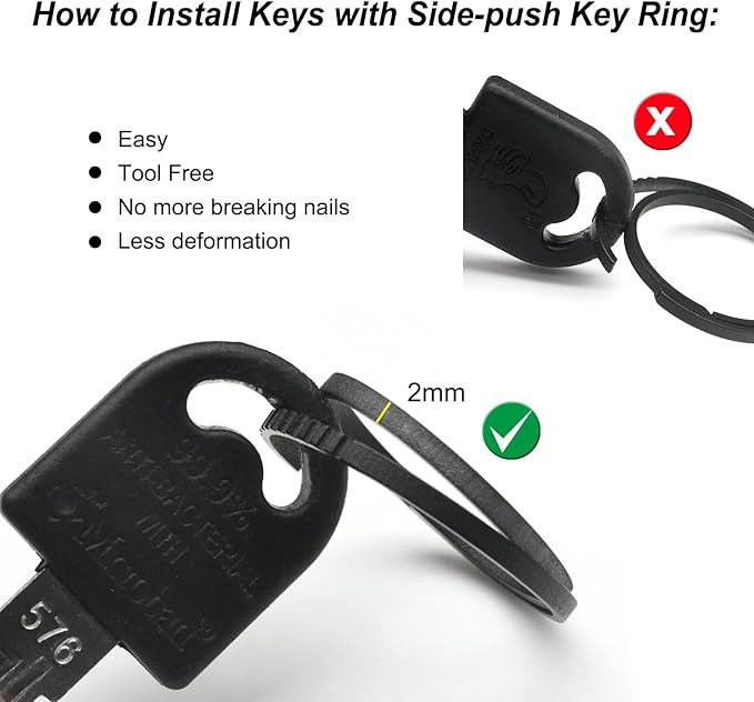 PJYTAC Titanium Keychain Rings Heavy Duty Side Push Key Rings for Car Keys Easy Quick Release EDC Split Keyrings