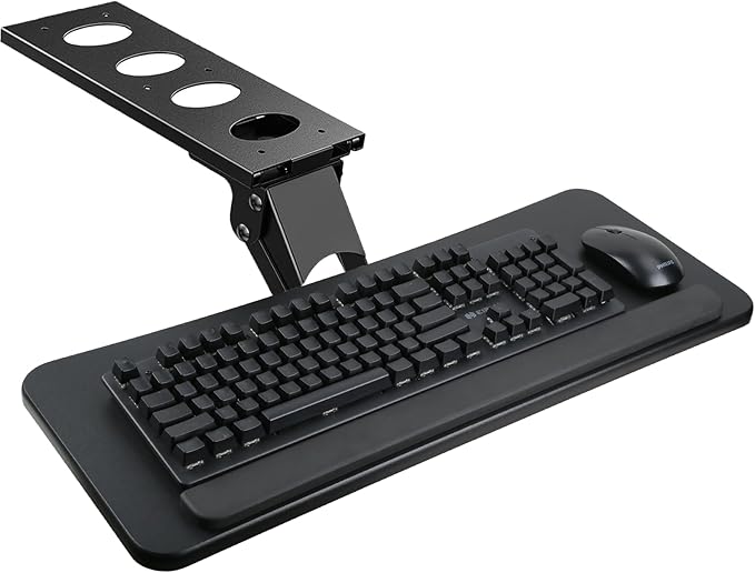 Keyboard Tray Under Desk, Adjustable Ergonomic Keyboard & Mouse Tray, Adjustable for Height and Tilt,Computer Keyboard & Mouse Platform Tray,25"W x 9.8"D Surface