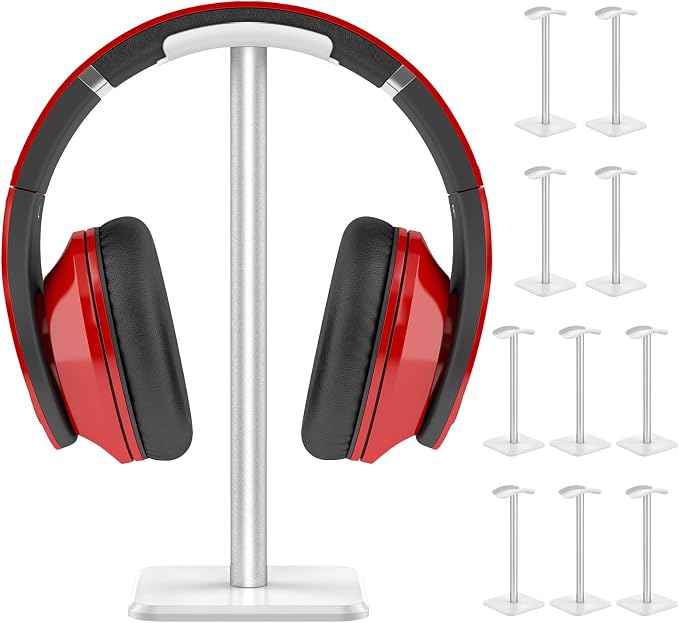 10Pcs Headphone Stand Detachable Headphones Holder Universal Gaming Headset Holder Space Saving Stand for Most Wired and Wireless Headphones,White