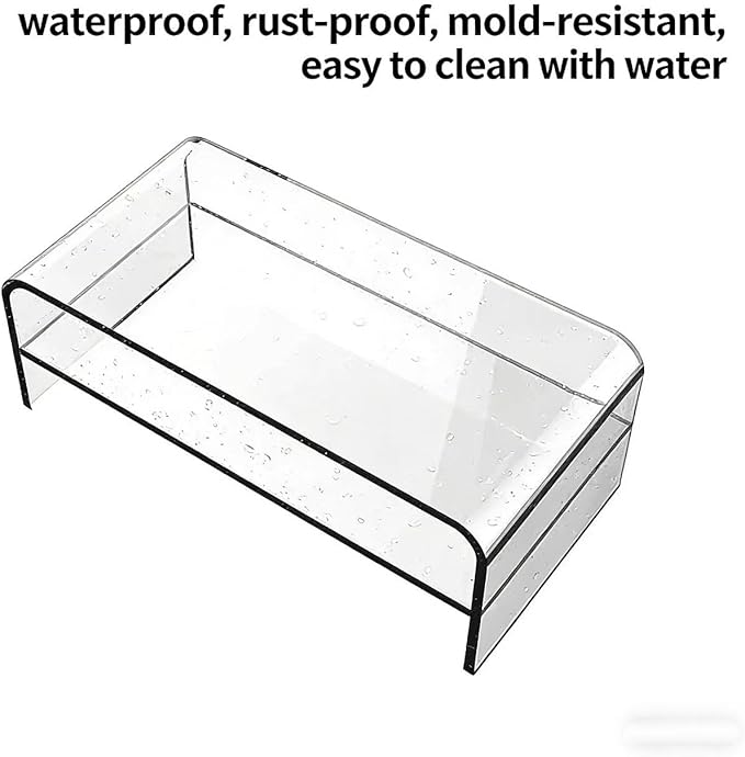 Acrylic Monitor Stand, 2 Tier Riser with Storage Shelf, Clear, 16/20 Inch, Home Office Desk Organizer (20in)