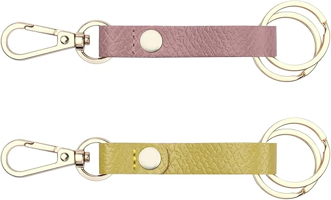 Wisdompro 2 Pcs Genuine Leather Keychain, Key Chain with Belt Loop Clip for Keys
