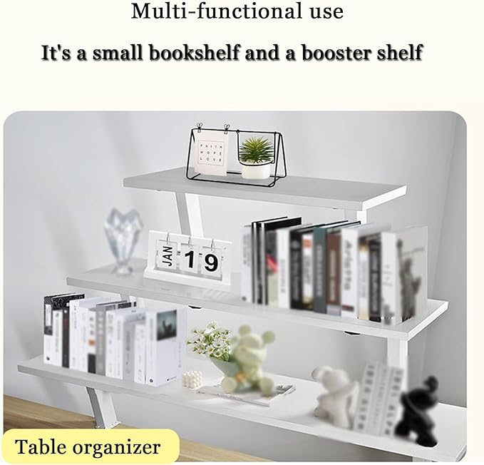 32x7.8 in Clamp on Desk Shelf, Adjustable Floating Desks Shelf Space Saving Desktop Extender Storage Organizer for Office, Dorm, Home Desk Organization, White