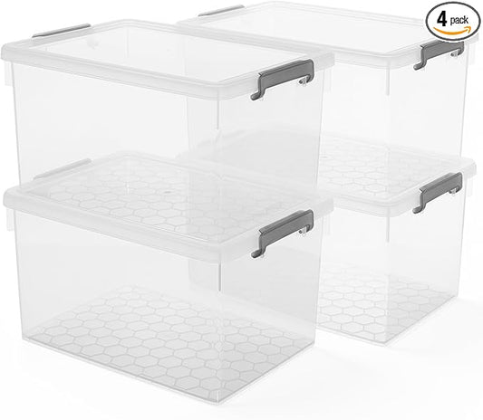 ITYLIFE CITYLIFE Citylife 48 Qt. Plastic Storage Bins with Lids Large Stackable Storage Containers for Organizing Clear Storage Box, 4 Packs Heavy Duty Totes for Storage Toys, Clothes