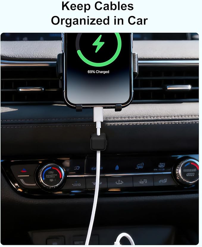 Art3d 8 Pack Magnetic Cable Clips, Black Cable Management Accessories, Cord Smooth Adjustable & Adhesive Backing Cord Organizer for Office Home Organization, Desk, Wall, Nightstand, Phone, Car