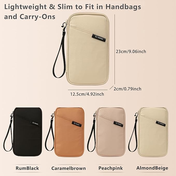 Family Passport Wallet & Travel Document Organizer-Large Capacity, Ultra-Slim Design for Men and Women,Secure Holder for Passports, Boarding Passes, Credit Cards, Cash, Travel Essentials