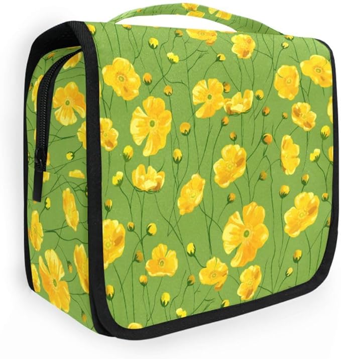Hanging Travel Toiletry Bag Yellow Buttercups Bright Kit Makeup Case Cosmetics Organizer for Men Women
