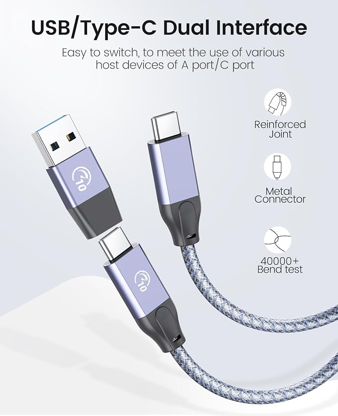 ORICO 7-Port USB 3.2 Gen2 Hub, Powered USB 3.2 Hub with 4 USB-A, 2 USB-C, PD 60W, 72W Power Adapter, 10Gbps Aluminium USB-Splitter with 1.64Ft USB-C to USB-A/C Cable for iMac, MacBooks, Mac mini