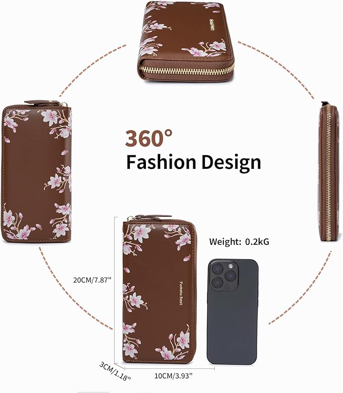 Pomelo Best Womens Wallet RFID Blocking Leather Multi Credit Card Large Capacity Wristlet Zip Around Long Wallets for Lady