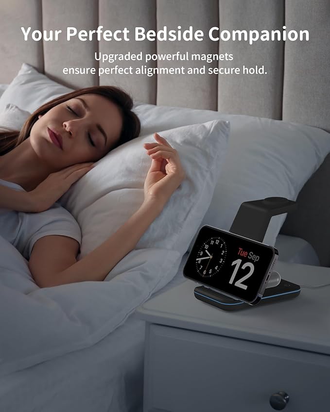 Wireless Charger for iPhone Charging Station: 3 in 1 Phone Charger Stand for iPhone 17/16/15/14/13/12/11/SE/X Pro Max Plus - Apple Watch 11/10/9/Ultra 2/8/SE/7/6/5 - AirPods 4/Pro 2/3