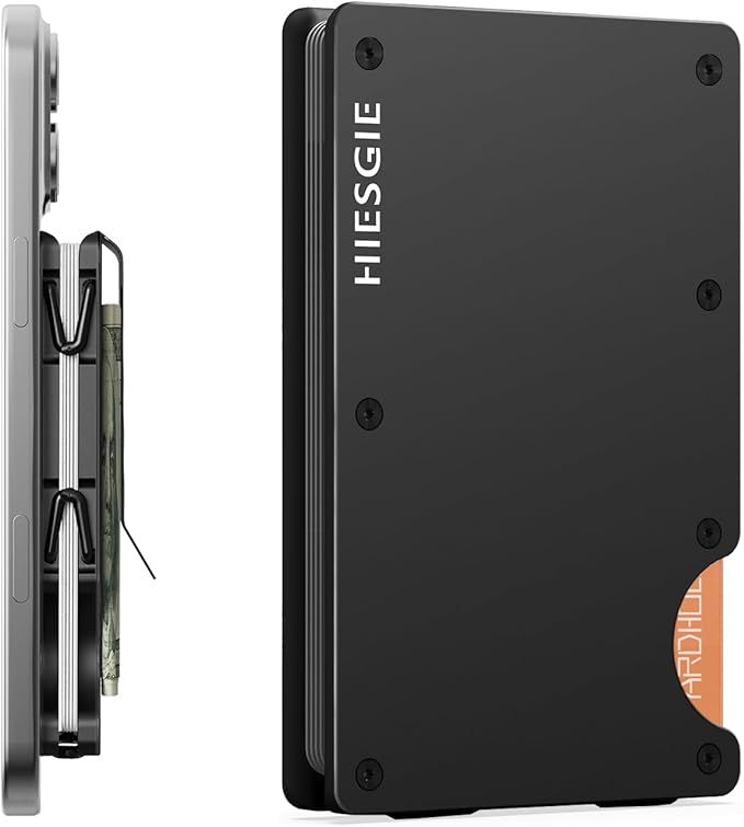 Compatible with MagSafe Wallet, Slim Wallet for Men with Money Clip, Rfid Blocking Metal Card Holder, Minimalist Magnetic Wallet Compatible with iPhone 16/15/14/13/12 Series - Classic Black