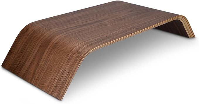 kalibri Wood Monitor Stand Riser - Computer Desk Holder Desktop Dock Wooden Mount Display for PC TV Screen Notebook Laptop - Walnut
