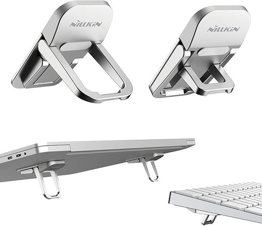 Nillkin Computer Keyboard Stand for Desktop with 3 Adjustable Angles, Mini Laptop Feet, Flip Keyboard Riser Feet for Keyboards, Laptop Stand for MacBook, Dell, HP, Other 14-16 Inches, Silver