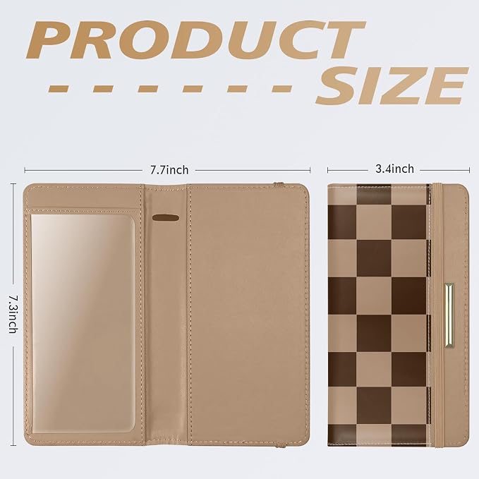 Printed Checkbook Cover, RFID Blocking Checkbook, Stylish, Lightweight, Slim Durable, Multi-Functional Checkbook Holder for Personal and Business Checks (Plaid-Brown)
