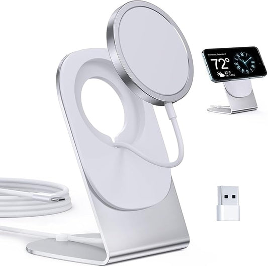 Magnetic Wireless Charger Mag-Safe Charger for iPhone 17/16/15/14/13/12 Series Convertible Magnet Wireless Charging Stand/Pad with 5ft Cable for iPhone and AirPods 2/3/Pro 2/Pro