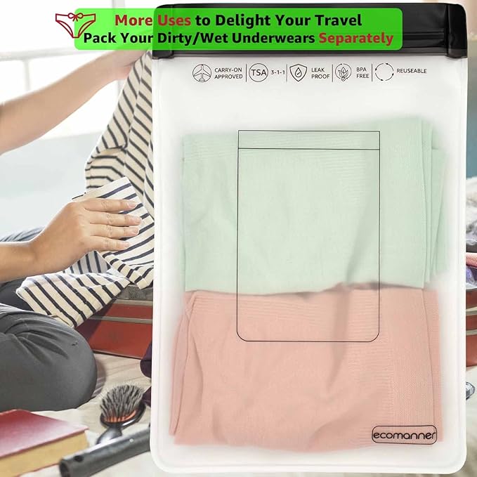4 Pack TSA Approved Toiletry Bag Leak Proof Zipper Free, TSA Toiletry Bag Clear Quart Size for Travel Carry-on (2 Small and 2 Large Size)