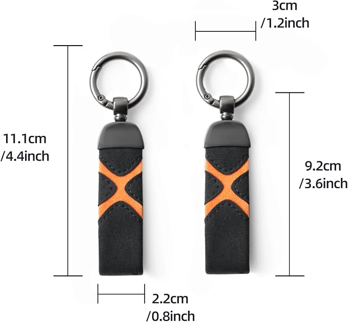 BETTERHUMZ Leather Suede Car Keychain,Key Chain Clip for Alcantara, Anti-Lost D-Ring for Men and Women Car Accessories